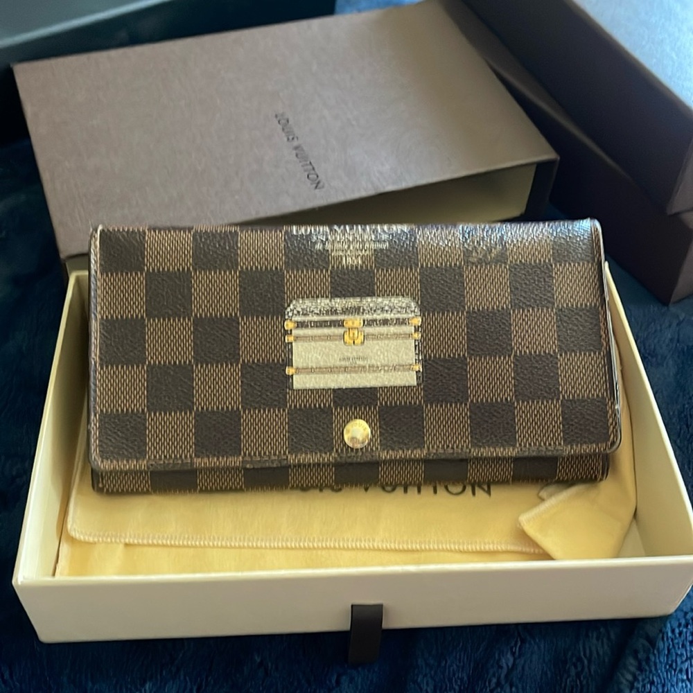 LOUIS VUITTON Portefeuille Sarah Long Wallet Purse N63179 Damier Ebene Women LV